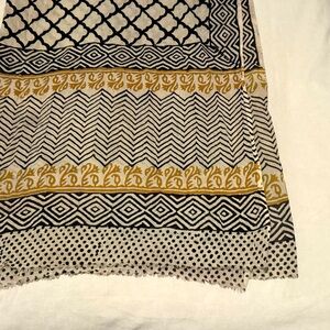 Sarong Pareo Natural colors and cotton block print oversized